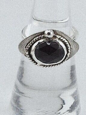 GARNET ROSE CUT CRYSTAL HANDMADE RING IN STERLING SILVER SIZE 6 UNISEX NEW